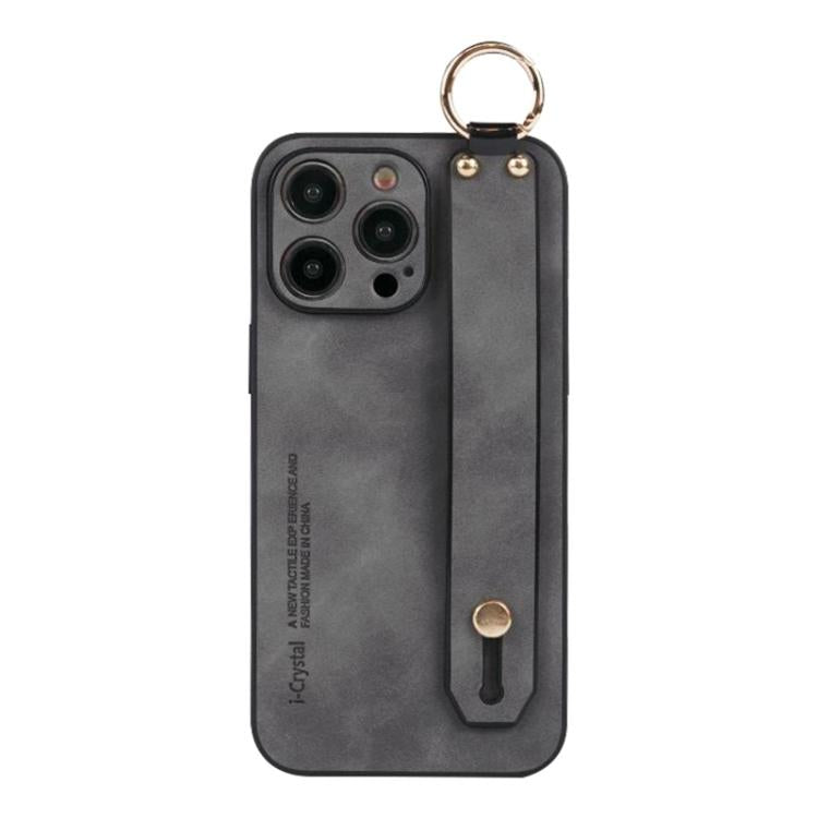 For iPhone 16 Pro Lambskin Wristband Holder Phone Case