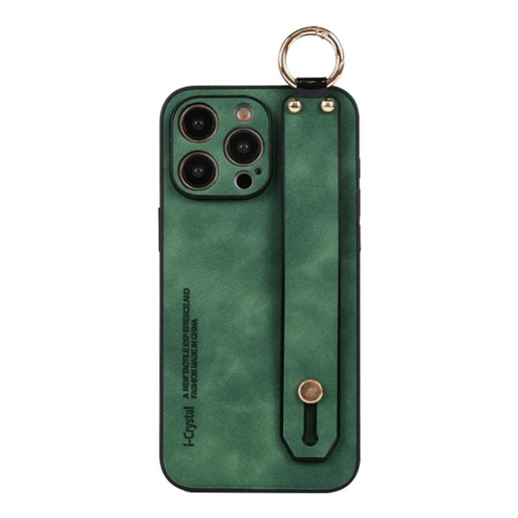 For iPhone 16 Pro Lambskin Wristband Holder Phone Case