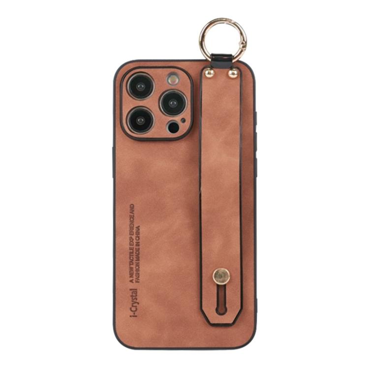 For iPhone 16 Pro Lambskin Wristband Holder Phone Case
