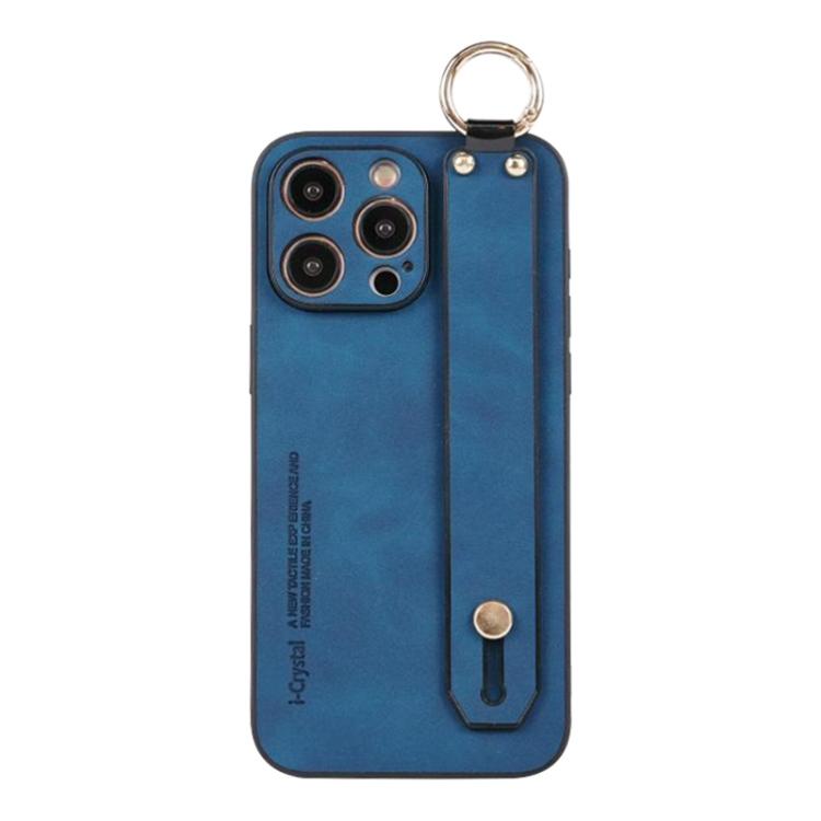 For iPhone 16 Pro Lambskin Wristband Holder Phone Case
