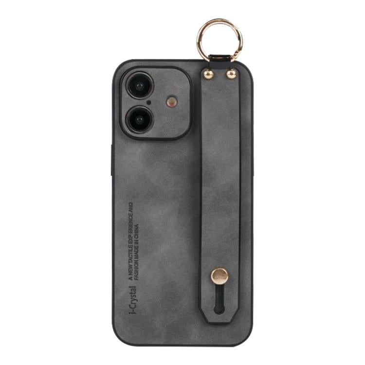 For iPhone 16 Plus Lambskin Wristband Holder Phone Case