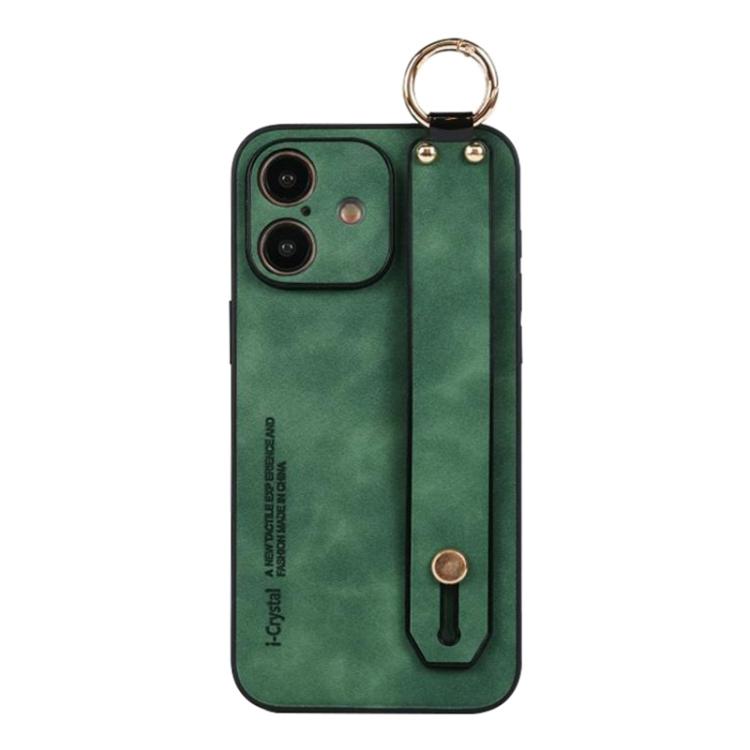For iPhone 16 Lambskin Wristband Holder Phone Case