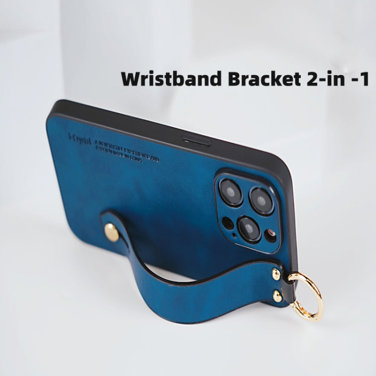 For iPhone 16 Pro Lambskin Wristband Holder Phone Case