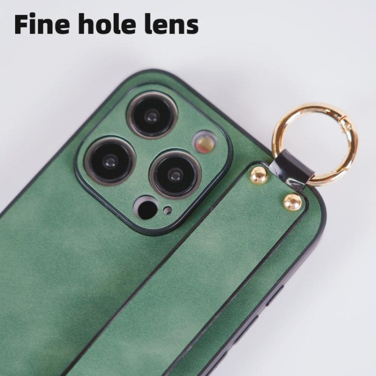 For iPhone 16 Pro Lambskin Wristband Holder Phone Case