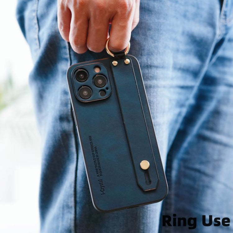 For iPhone 16 Pro Lambskin Wristband Holder Phone Case