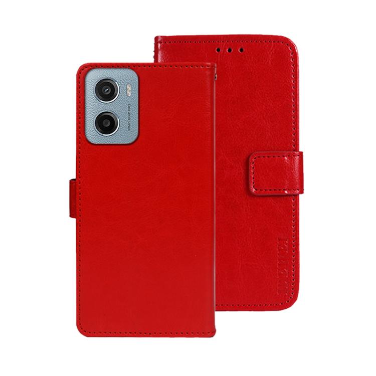 For Motorola Moto E15 idewei Crazy Horse Texture Leather Phone Case
