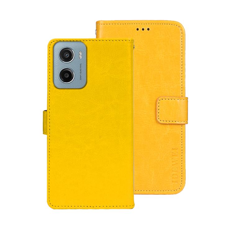 For Motorola Moto E15 idewei Crazy Horse Texture Leather Phone Case