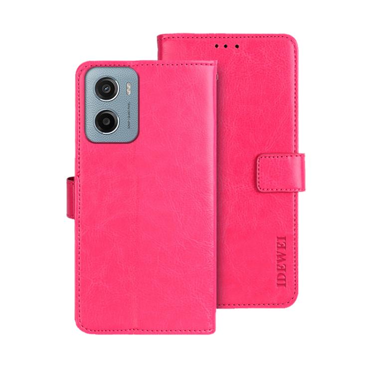 For Motorola Moto E15 idewei Crazy Horse Texture Leather Phone Case