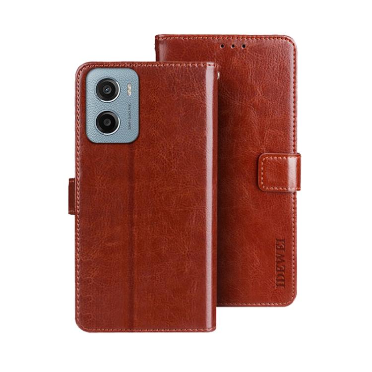 For Motorola Moto E15 idewei Crazy Horse Texture Leather Phone Case