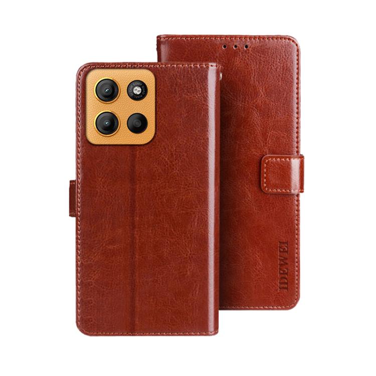 For Motorola Moto G15 idewei Crazy Horse Texture Leather Phone Case