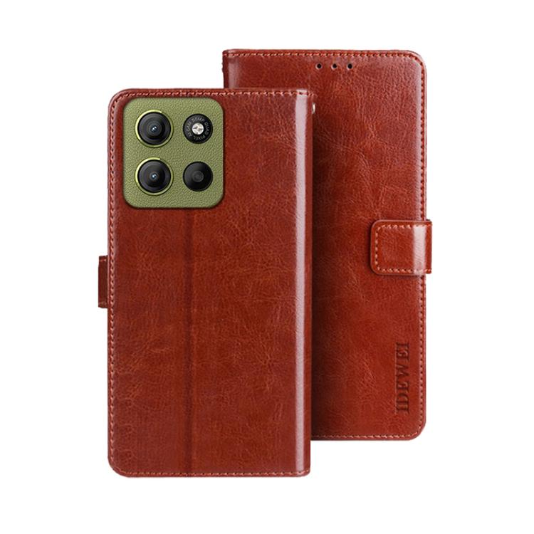 For Motorola Moto G15 Power idewei Crazy Horse Texture Leather Phone Case