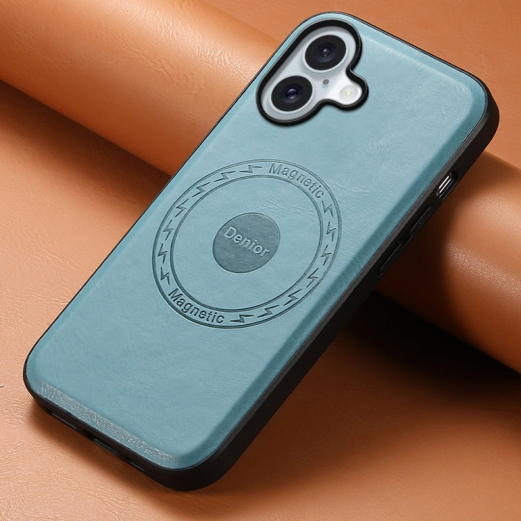 For iPhone 16 Denior Cowhide Texture Leather MagSafe Phone Case