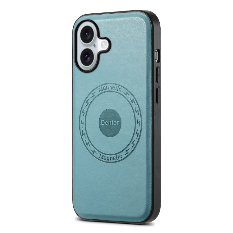 For iPhone 16 Plus Denior Cowhide Texture Leather MagSafe Phone Case