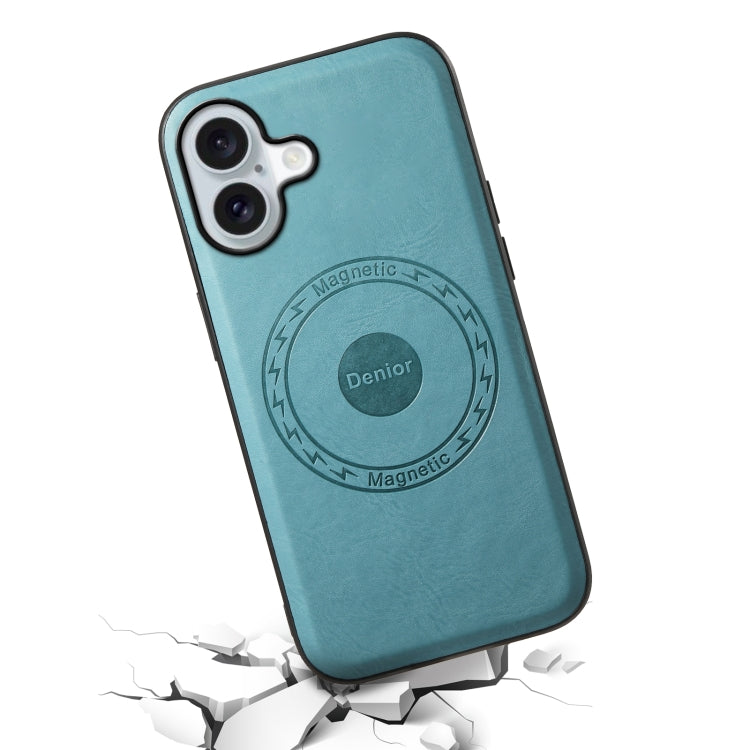 For iPhone 16 Plus Denior Cowhide Texture Leather MagSafe Phone Case