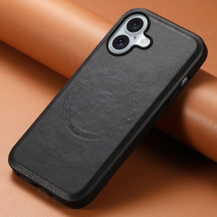 For iPhone 16 Plus Denior Cowhide Texture Leather MagSafe Phone Case