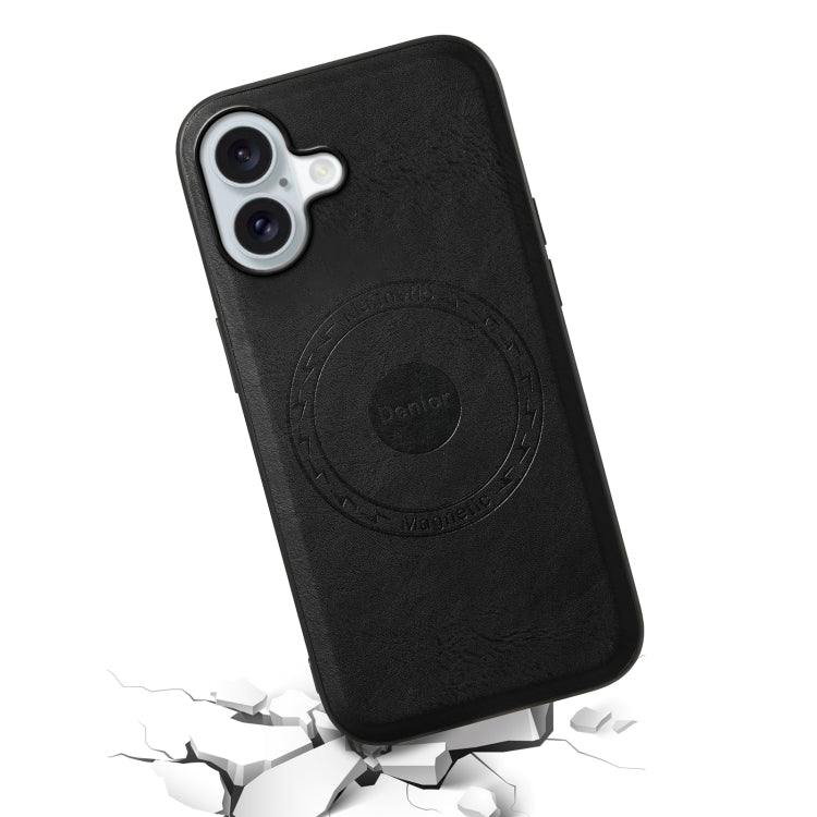 For iPhone 16 Plus Denior Cowhide Texture Leather MagSafe Phone Case