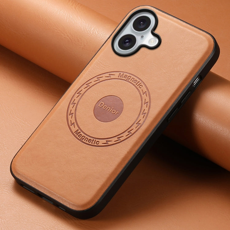 For iPhone 16 Plus Denior Cowhide Texture Leather MagSafe Phone Case