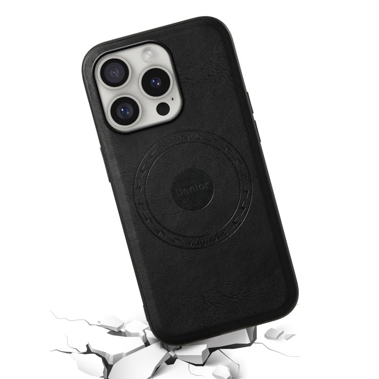 For iPhone 16 Pro Max Denior Cowhide Texture Leather MagSafe Phone Case