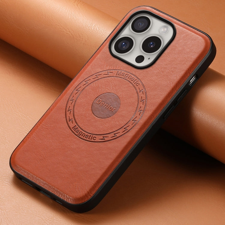 For iPhone 16 Pro Max Denior Cowhide Texture Leather MagSafe Phone Case