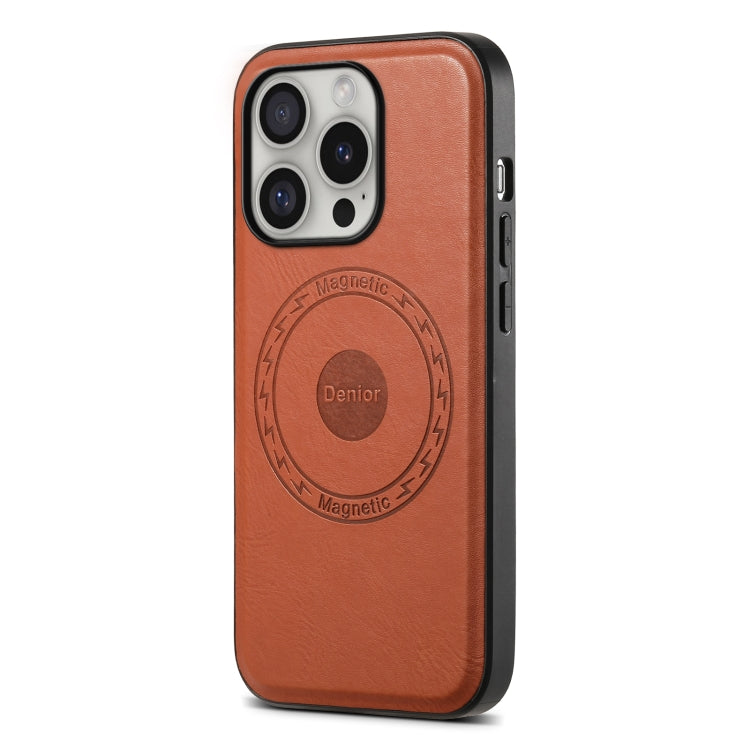 For iPhone 16 Pro Max Denior Cowhide Texture Leather MagSafe Phone Case