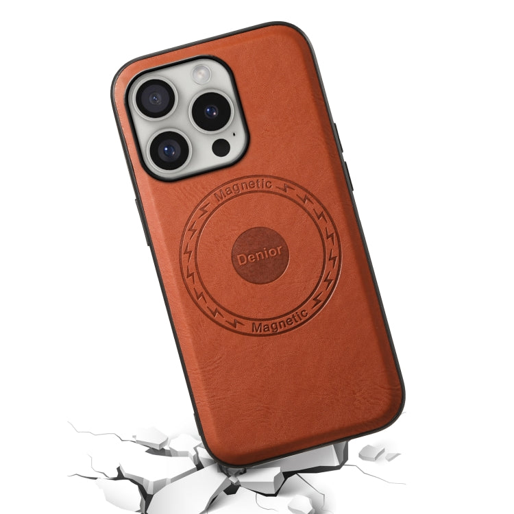 For iPhone 16 Pro Max Denior Cowhide Texture Leather MagSafe Phone Case