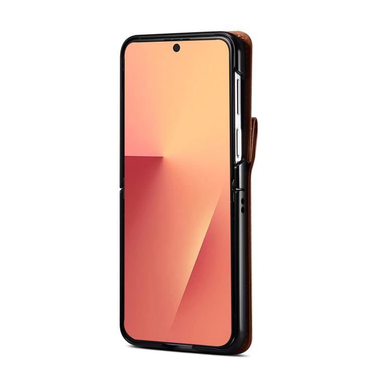 For Samsung Galaxy Z Flip7 5G Rhombic Folding Leather Phone Case with Long Lanyard
