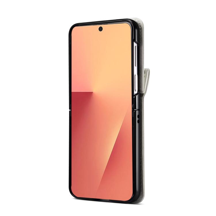For Samsung Galaxy Z Flip7 5G Rhombic Folding Leather Phone Case with Long Lanyard