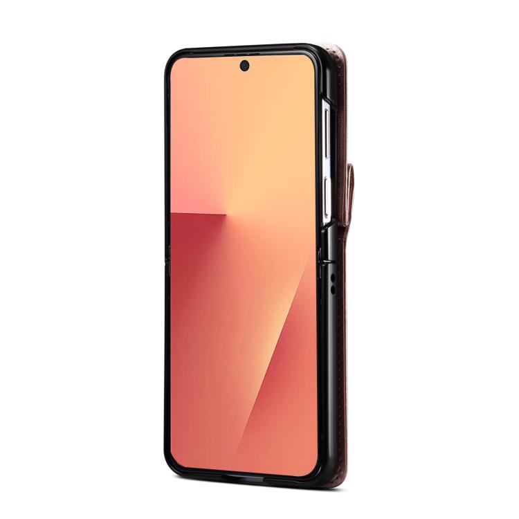 For Samsung Galaxy Z Flip7 5G Rhombic Folding Leather Phone Case with Long Lanyard