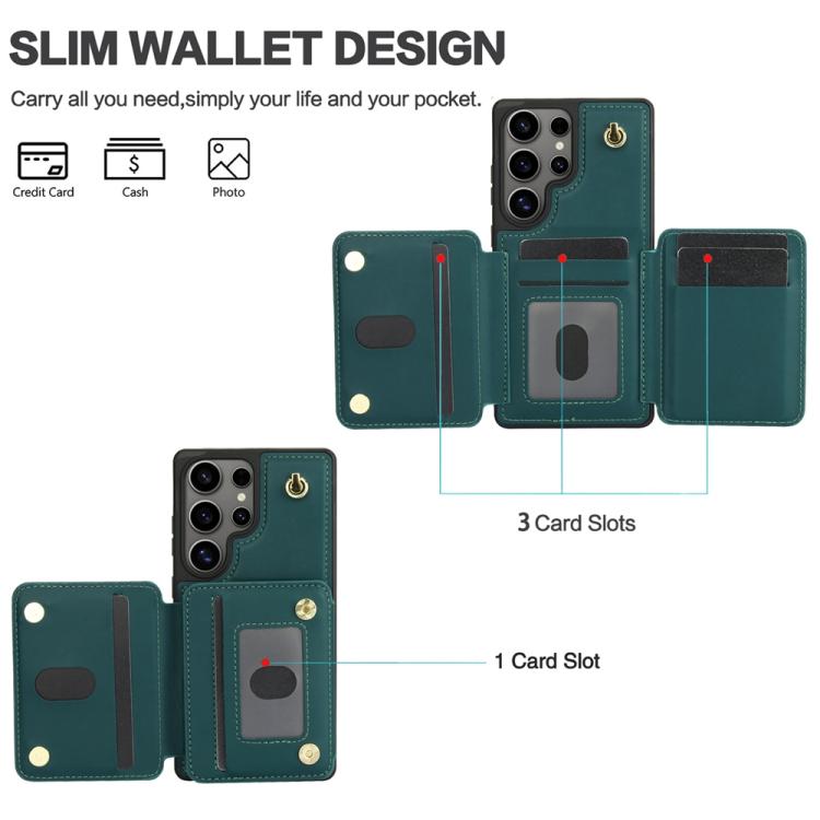 For Samsung Galaxy S25 Ultra 5G YM006 Skin Feel Zipper Card Bag Phone Case with Dual Lanyard