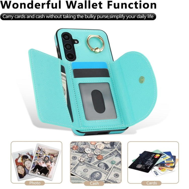 For Samsung Galaxy A55 5G YM007 Ring Holder Card Bag Skin Feel Phone Case