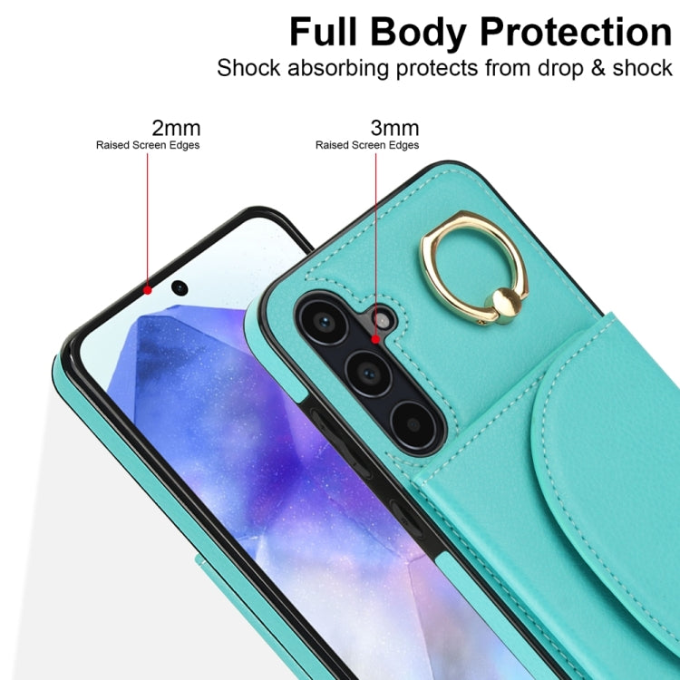 For Samsung Galaxy A55 5G YM007 Ring Holder Card Bag Skin Feel Phone Case