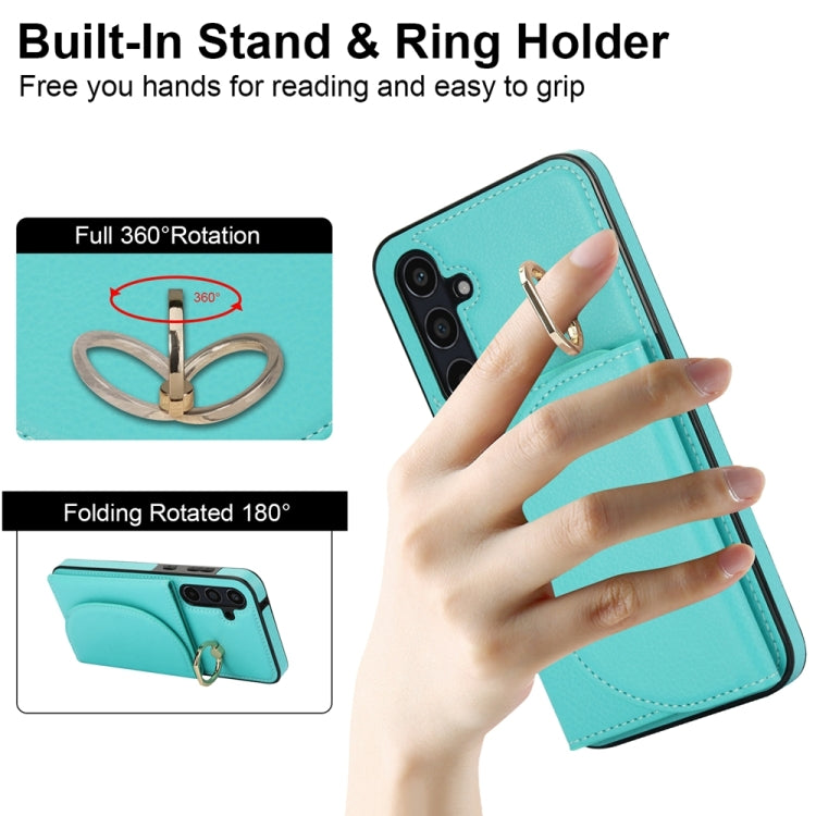 For Samsung Galaxy A55 5G YM007 Ring Holder Card Bag Skin Feel Phone Case