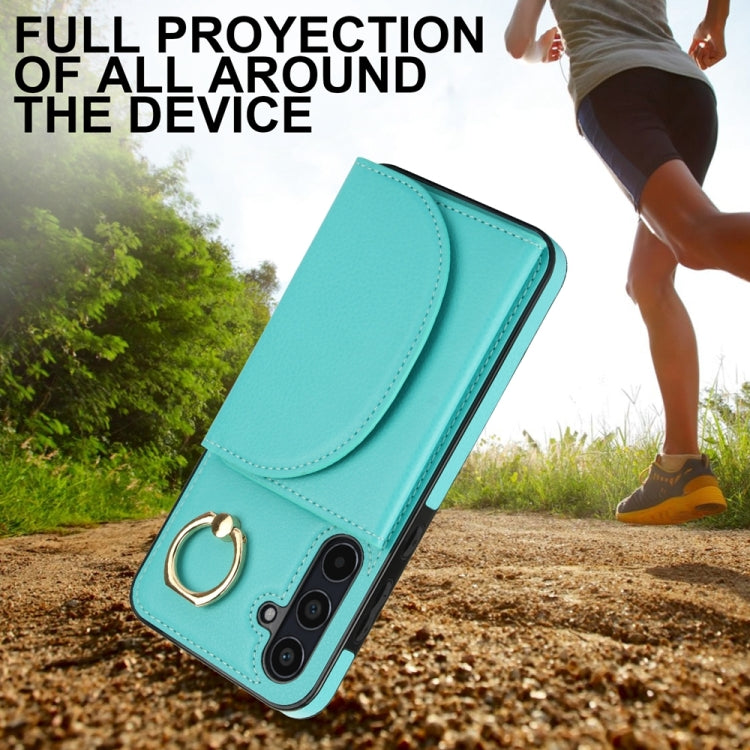 For Samsung Galaxy A55 5G YM007 Ring Holder Card Bag Skin Feel Phone Case