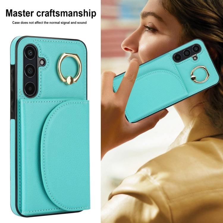 For Samsung Galaxy A55 5G YM007 Ring Holder Card Bag Skin Feel Phone Case
