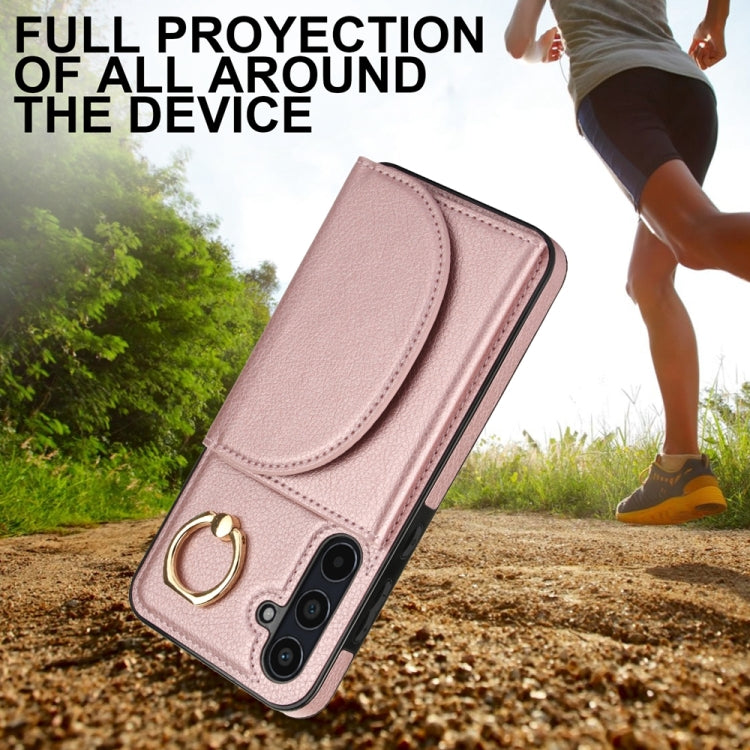 For Samsung Galaxy A55 5G YM007 Ring Holder Card Bag Skin Feel Phone Case