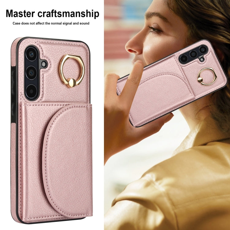 For Samsung Galaxy A55 5G YM007 Ring Holder Card Bag Skin Feel Phone Case