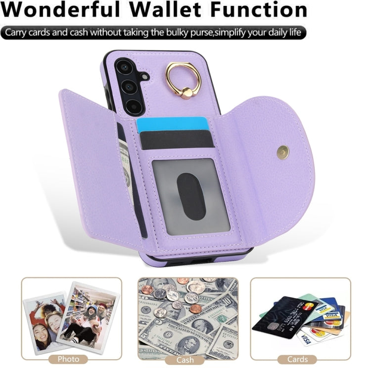 For Samsung Galaxy A55 5G YM007 Ring Holder Card Bag Skin Feel Phone Case