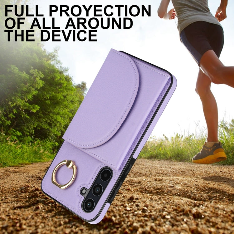 For Samsung Galaxy A55 5G YM007 Ring Holder Card Bag Skin Feel Phone Case