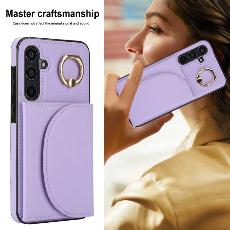 For Samsung Galaxy A55 5G YM007 Ring Holder Card Bag Skin Feel Phone Case