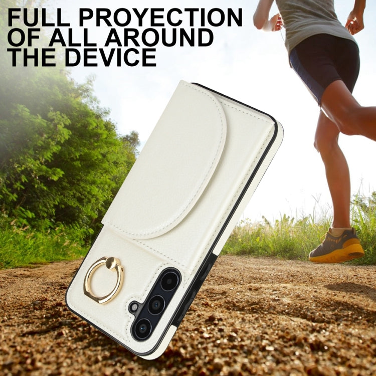 For Samsung Galaxy A55 5G YM007 Ring Holder Card Bag Skin Feel Phone Case