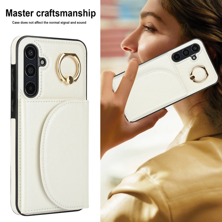For Samsung Galaxy A55 5G YM007 Ring Holder Card Bag Skin Feel Phone Case