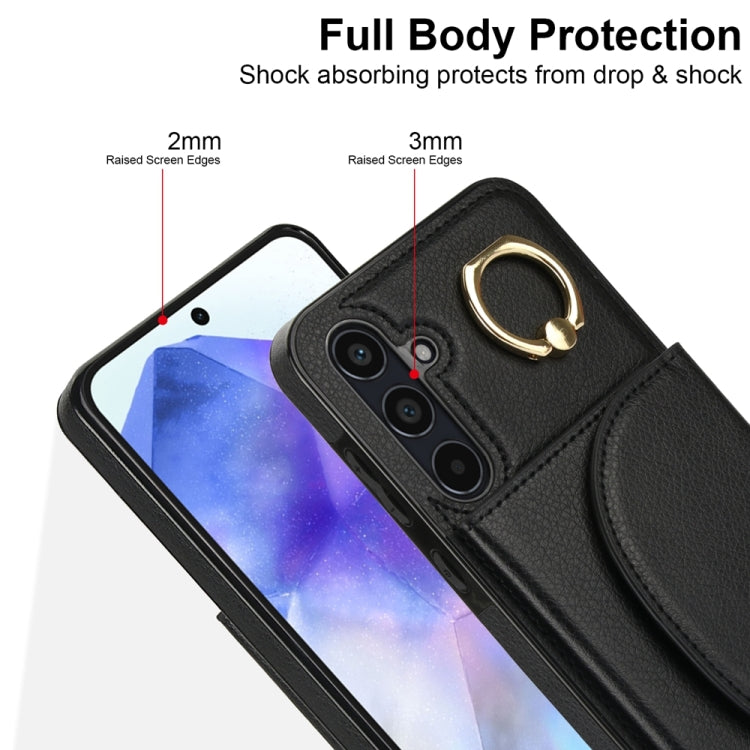 For Samsung Galaxy A55 5G YM007 Ring Holder Card Bag Skin Feel Phone Case