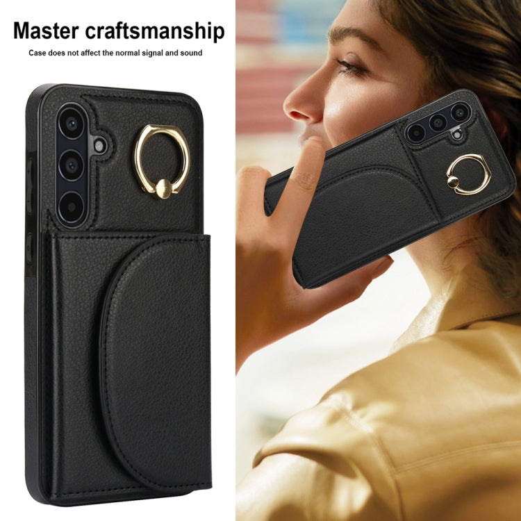 For Samsung Galaxy A55 5G YM007 Ring Holder Card Bag Skin Feel Phone Case