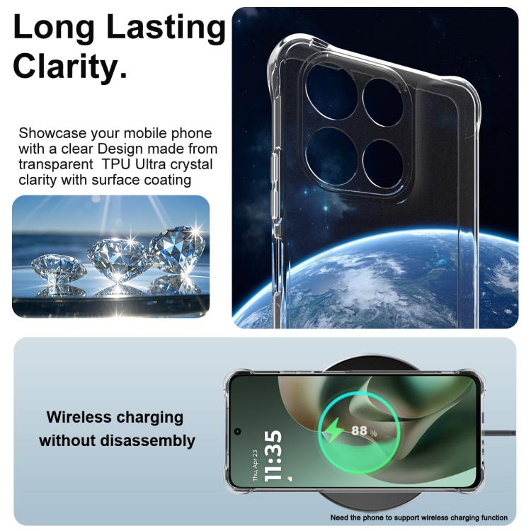 For Motorola Moto G57 Power/G67 Power imak Shockproof Airbag TPU Phone Case - Transparent