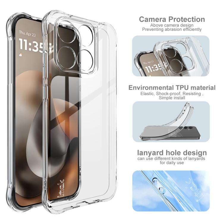 For Motorola Moto G67 5G / G77 5G imak Shockproof Airbag TPU Phone Case - Transparent