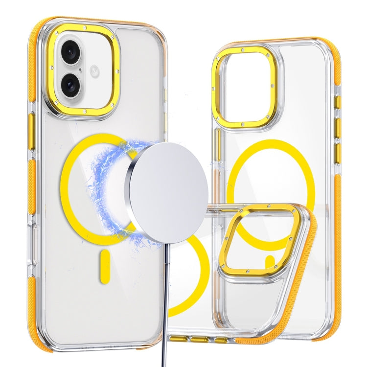 For iPhone 16 Dual-Color Clear Acrylic Hybrid TPU MagSafe Phone Case