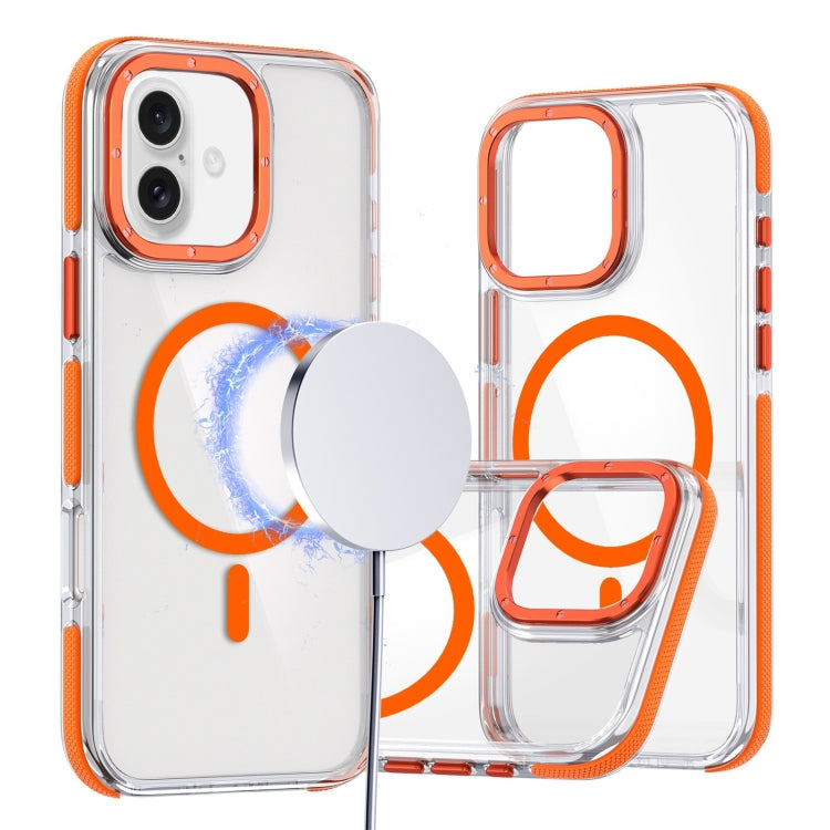 For iPhone 16 Plus Dual-Color Clear Acrylic Hybrid TPU MagSafe Phone Case