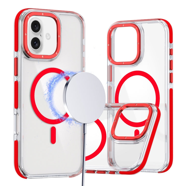 For iPhone 16 Plus Dual-Color Clear Acrylic Hybrid TPU MagSafe Phone Case