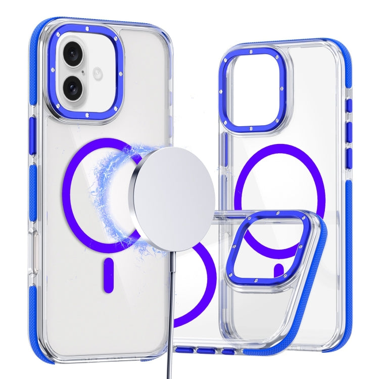 For iPhone 16 Plus Dual-Color Clear Acrylic Hybrid TPU MagSafe Phone Case