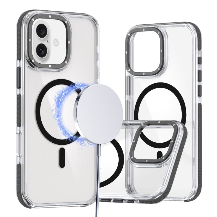 For iPhone 16 Plus Dual-Color Clear Acrylic Hybrid TPU MagSafe Phone Case